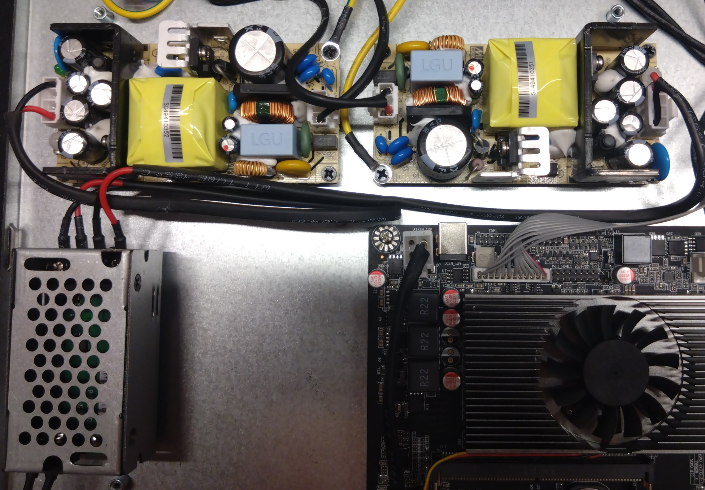 The PSU area with PSU cover removed