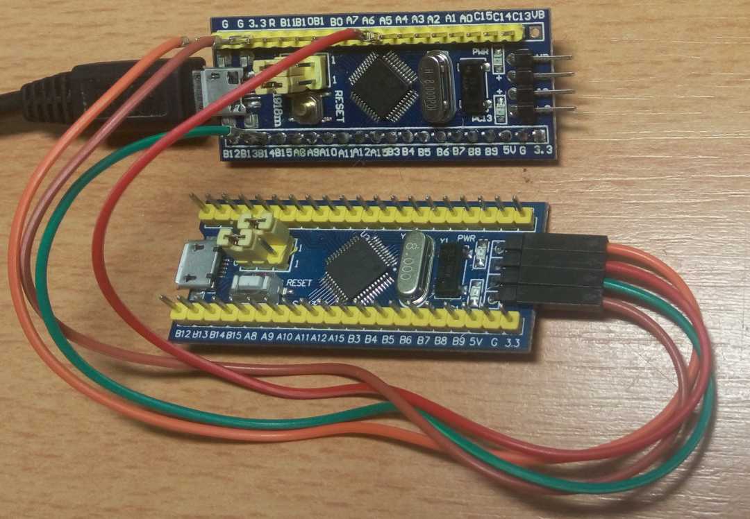 TOP: Probe; BOTTOM: Target. Labels for SWD pins are on the other side of the board!